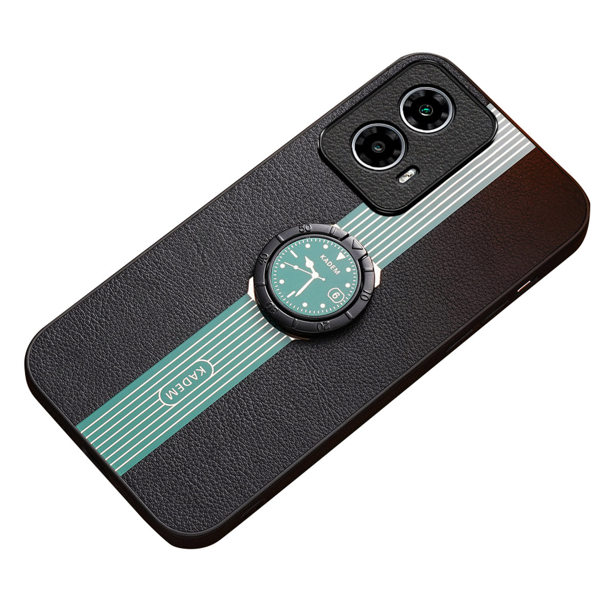 KADEM Phone Case for Motorola Moto G24 4G Leather Coated Acrylic+TPU Ring Kickstand Watch Pattern Cover KADEM Phone Case for Motorola Moto G24 4G Leather Coated Acrylic+TPU Ring Kickstand Watch Pattern Cover
